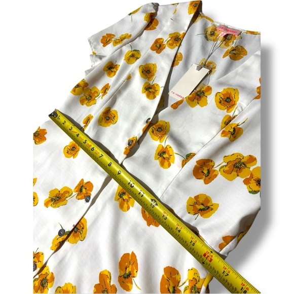 re:named New With Tags V-neck White Mini Dress with Yellow Floral Accents - Picture 14 of 16